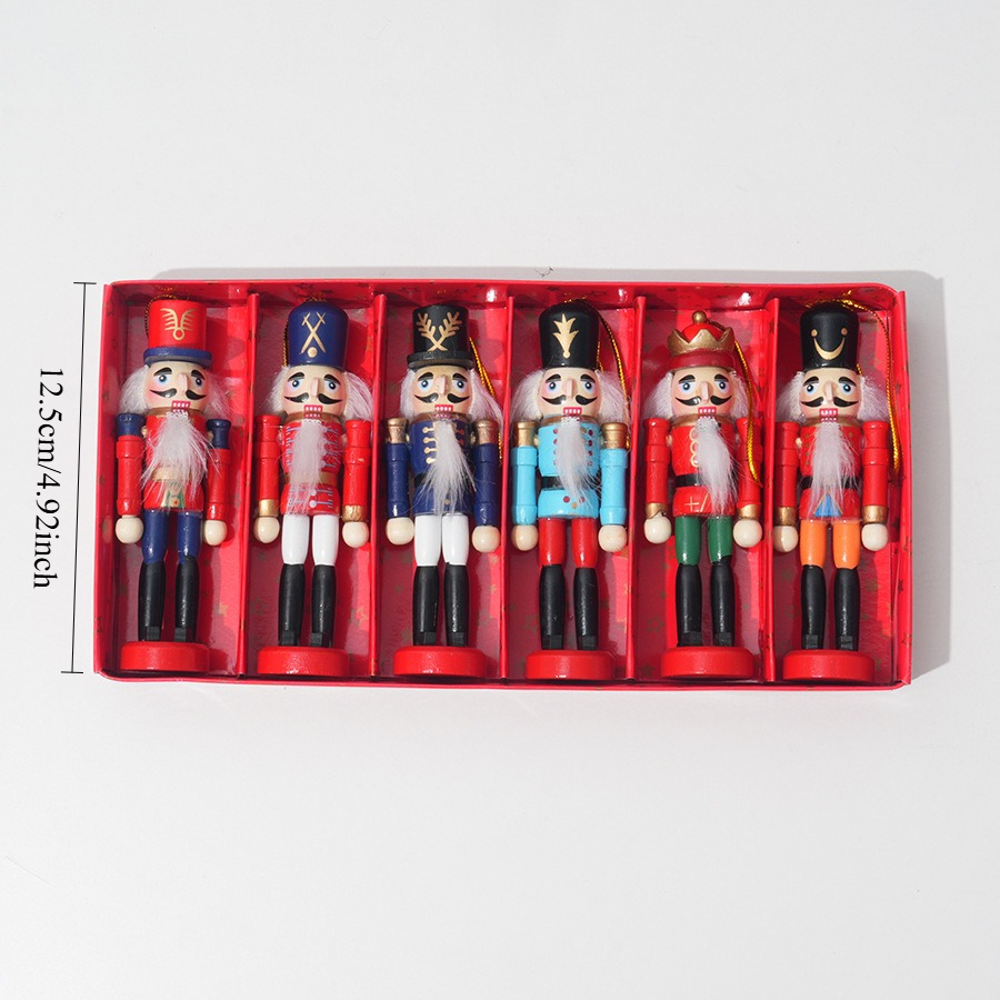 6pcs Christmas Nutcracker Wood - огляд і ціна Nutcracker Figurine