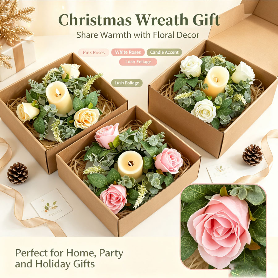 Artificial Rose Wreath Shaped  - огляд і ціна Christmas Wreath Fake